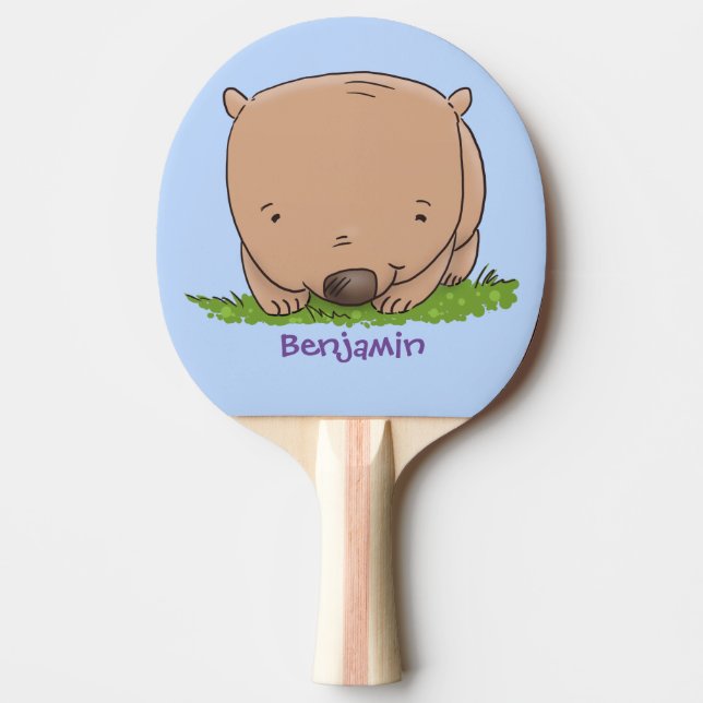 Cute baby wombat cartoon illustration ping pong paddle (Front)