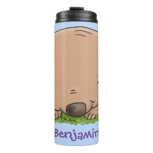 Cute baby wombat cartoon illustration thermal tumbler