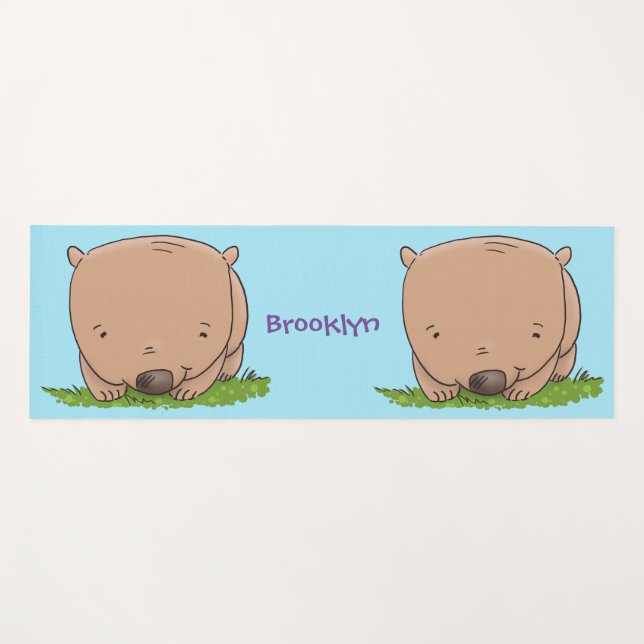 Cute baby wombat cartoon illustration yoga mat (Front (Horizontal))