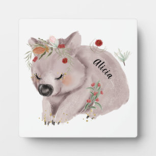 Cute Baby Wombat Gold Speckle Custom Plaque