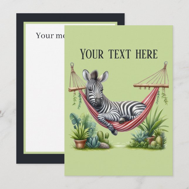 Cute baby zebra add message card (Front/Back)