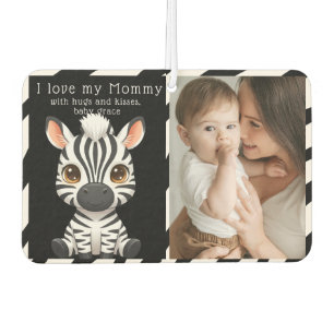 Cute Baby Zebra Art, Child's Name & Message photo Car Air Freshener