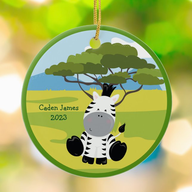 Cute Baby Zebra Custom Animal Kids Christmas Ceramic Tree Decoration (Creator Uploaded)