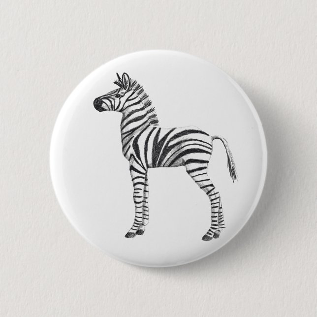 Cute Baby Zebra Drawing 6 Cm Round Badge (Front)