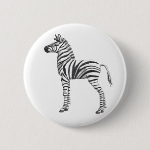 Cute Baby Zebra Drawing 6 Cm Round Badge