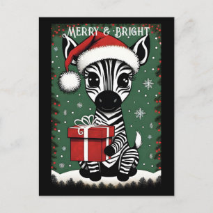 Cute Baby Zebra Santa Animal Christmas Gift Postcard
