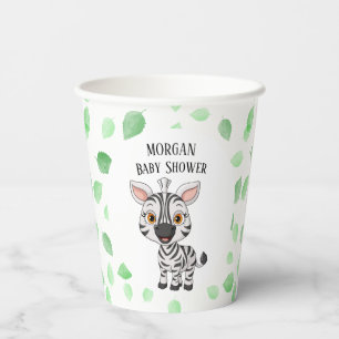 Cute Baby Zebra Travel Jungle Safari Tree Leaves Paper Cups