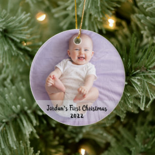 Cute baby's 1st birthday christmas ceramic tree decoration