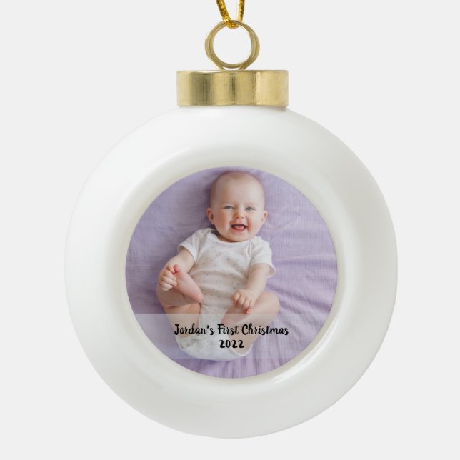 Cute baby's 1st christmas  ceramic ball christmas ornament (Front)