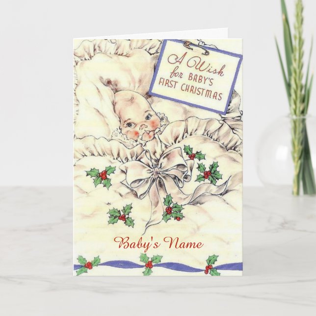 Cute Baby's 1st Christmas Holiday Card (Front)