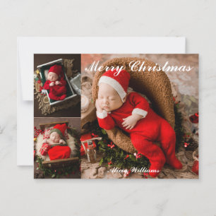 Cute Baby's First Christmas 3 Photo Collage  Postcard