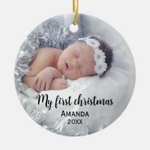 Cute baby's first christmas ceramic tree decoration