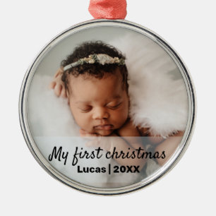 Cute baby's first christmas metal tree decoration