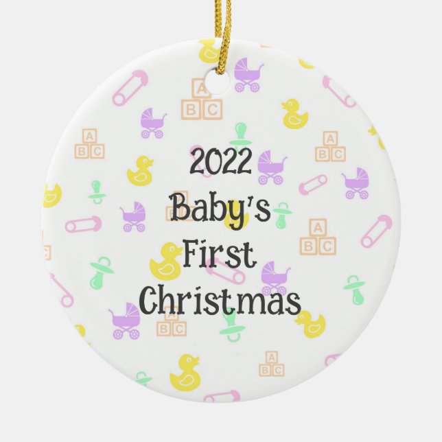 Cute Baby's First Christmas Ornament (Front)