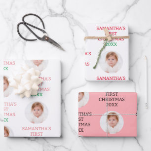 Cute Baby's First Christmas Party Decor Holiday Wrapping Paper Sheet