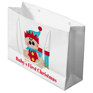 Cute baby's first Christmas party Large Gift Bag