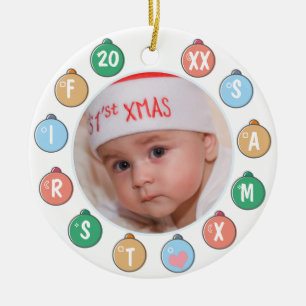 Cute Baby's First Christmas Photo Ceramic Tree Decoration