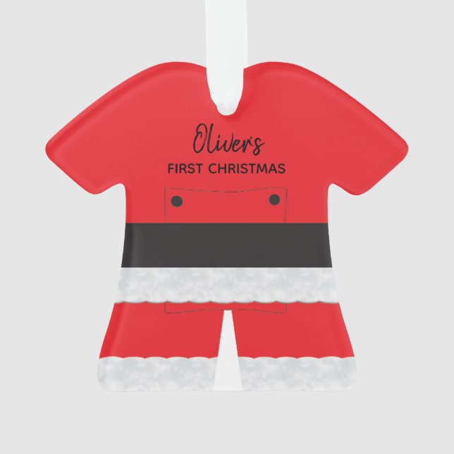Cute Baby's First Christmas Santa Ornament (Back)