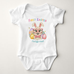 Cute Baby's First Easter Egg-cited Bunny Baby Bodysuit