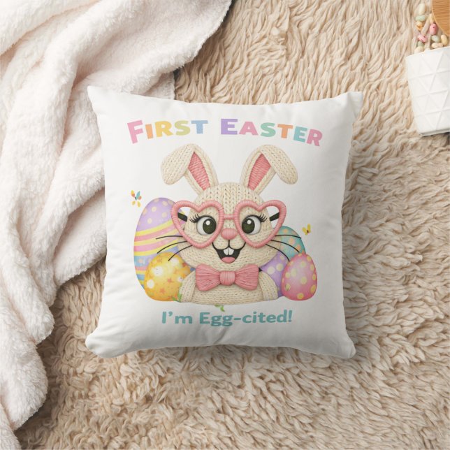 Cute Baby's First Easter Egg-cited Bunny Cushion (Blanket)