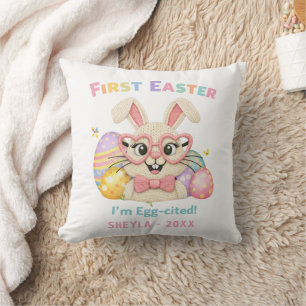 Cute Baby's First Easter Egg-cited Bunny Cushion