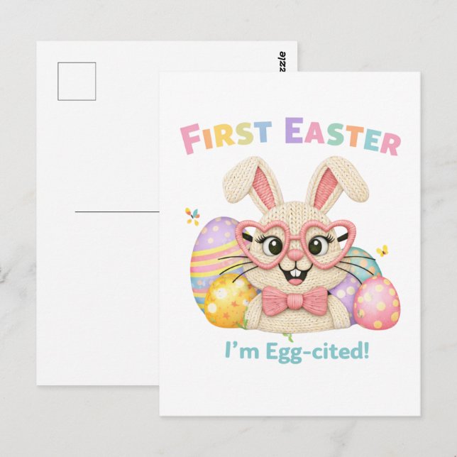 Cute Baby's First Easter Egg-cited Bunny Postcard (Front/Back)