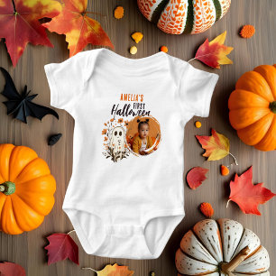 Cute Baby's First Halloween Ghost Photo Baby Bodysuit