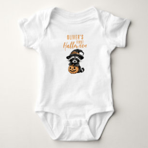 Cute Baby's First Halloween Racoon Baby Bodysuit