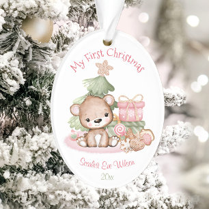 Cute Baby's First Oval Christmas Ornament Acrylic