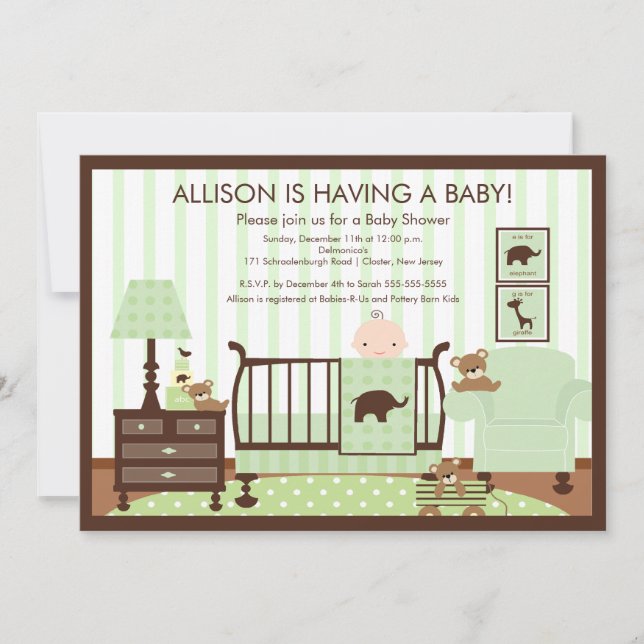Cute Baby's Room Scene Shower Invitation (Front)