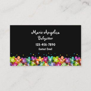 Cute Babysitter Colourful Business Cards Template
