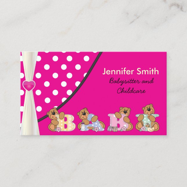 Cute Babysitter or Childcare Business Card (Front)