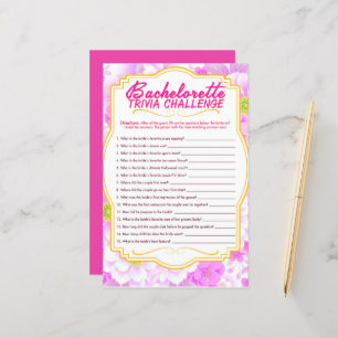 cute Bachelorette party game Paper sheet