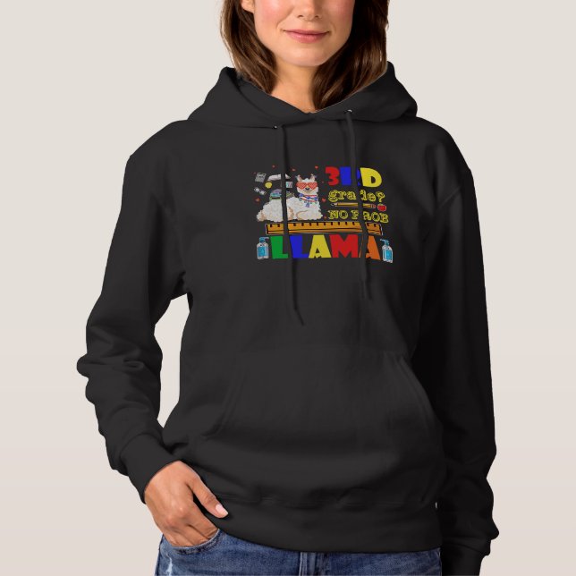 Cute Back To School 3rd Grade No Prob Llama Teache Hoodie (Front)