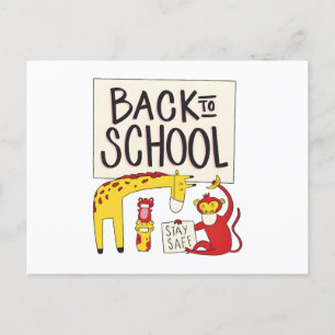 Cute Back to School Animals Safety Design Holiday Postcard