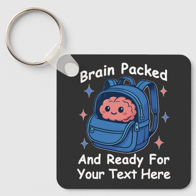 Cute Back-to-School Customisable “Brain Ready" Key Ring (Front)