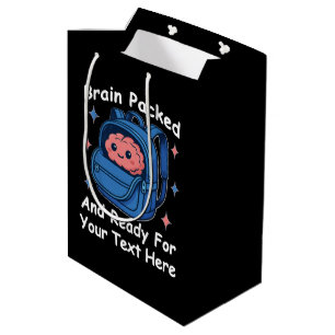Cute Back-to-School Customisable “Brain Ready" Medium Gift Bag