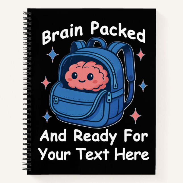 Cute Back-to-School Customisable “Brain Ready" Notebook (Front)