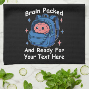 Cute Back-to-School Customisable “Brain Ready" Tea Towel