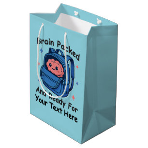 Cute Back-to-School Customizable “Brain Ready" Medium Gift Bag