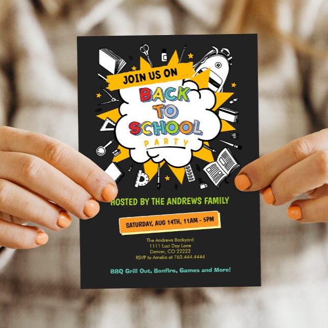 Cute Back to School Family Party Invitation (Cute Back to School Family Party Invitation)