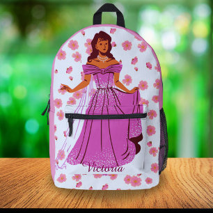 Cute Back to School Floral Princess Pink Girls Printed Backpack