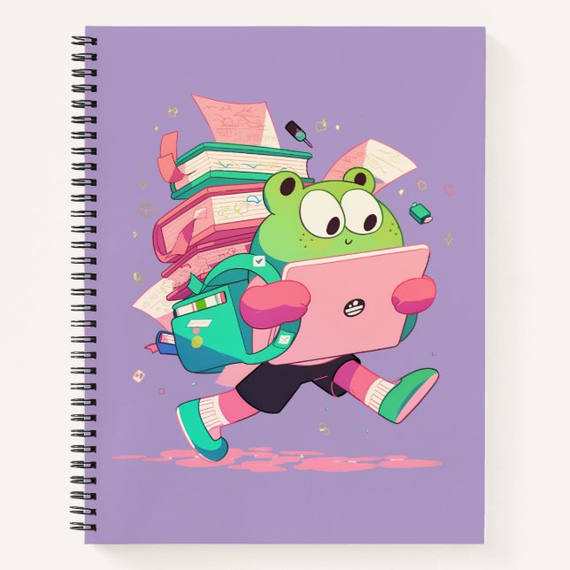 Cute Back to School Frog with Books and Backpack (Front)