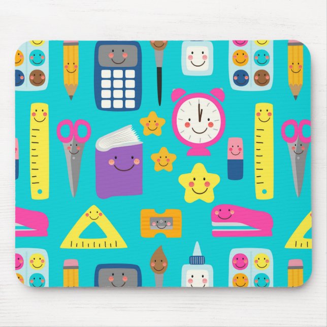 Cute Back to School Kawaii Classroom Supplies Mouse Pad (Front)