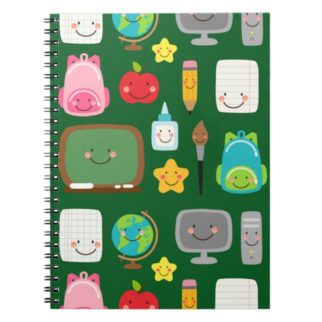 Cute Back to School Kawaii Classroom Supplies Notebook (Front)