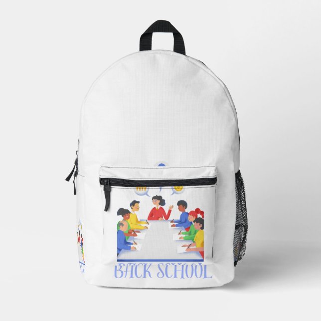 Cute Back to School Kids Backpack, Classroom Study Printed Backpack (Front)