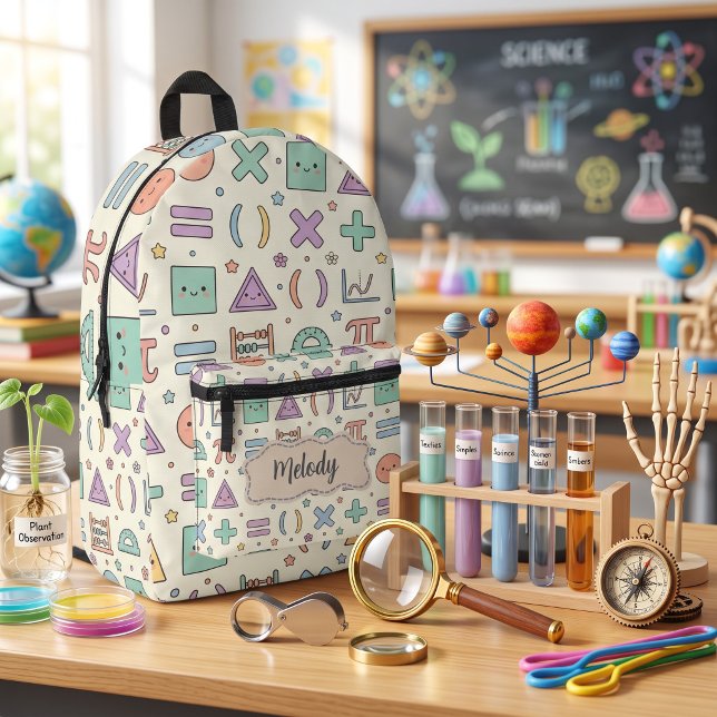 Cute Back to School Math Shapes Pattern  Printed Backpack (Creator Uploaded)