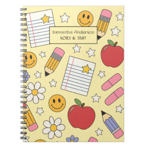 Cute Back to School Pattern    School Supplies  Notebook