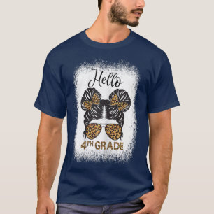 Cute Back To School Shirt Messy Bun Hello 4th Grad