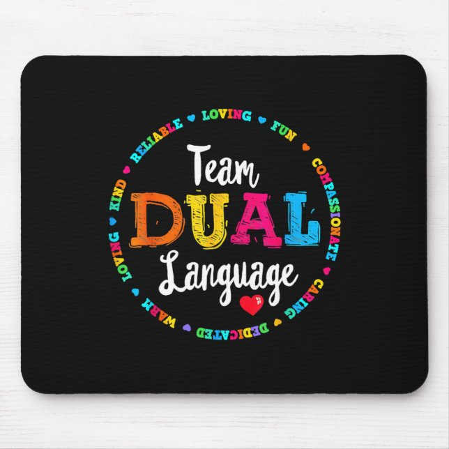 Cute Back To School Squad Team Dual Language Teach Mouse Pad (Front)